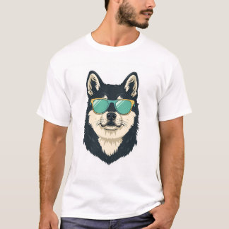 Stylish Siberian Husky Dog Wearing Shades Apparel Tシャツ