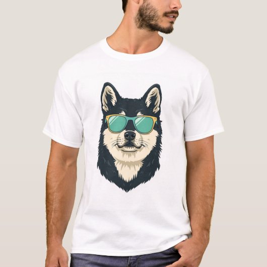 Stylish Siberian Husky Dog Wearing Shades Apparel Tシャツ (正面)