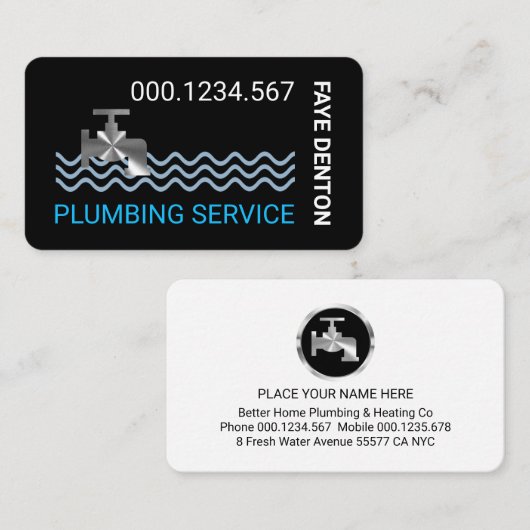 Stylish Silver Faucet Water Waves 名刺 (正面/裏面)