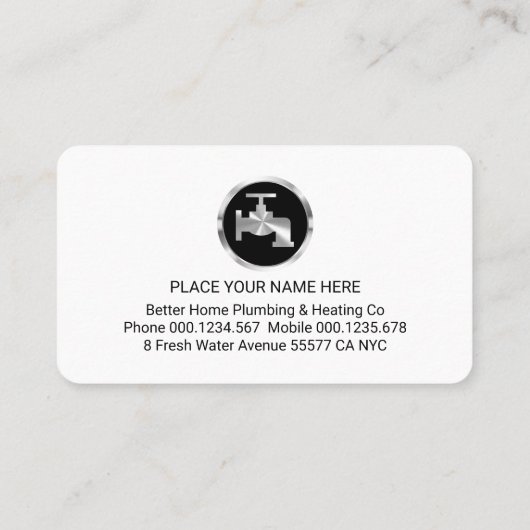 Stylish Silver Faucet Water Waves 名刺 (裏面)