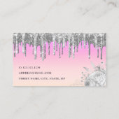 Stylish silver floral glitter drips makeup & hair 名刺 (裏面)