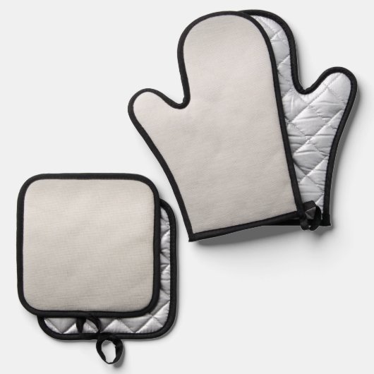 Stylish Silver Oven Mitt with Matching Pot Holder 鍋つかみ&鍋敷きセット (正面/裏面)