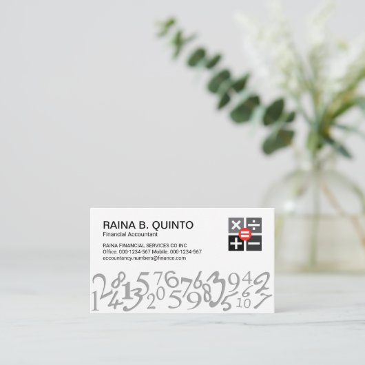 Stylish Simple Numbers Accountant 名刺 (スタンド正面)