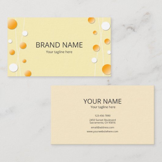 Stylish Simple Orange Yellow Dot Pattern Frame 名刺 (正面/裏面)