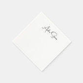 Stylish Simple Plain Black & White Minimalist Name スタンダードカクテルナプキン (角)