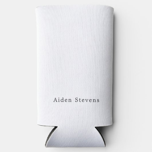 Stylish Simple Plain Black & White Minimalist Name スリム缶クーラー (正面)