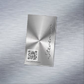 Stylish Sliver Radial Metallic Look with QR Code マグネット名刺 (インサイチュ)