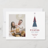 Stylish Spanish Colorful Christmas Tree Photo  シーズンカード (正面)