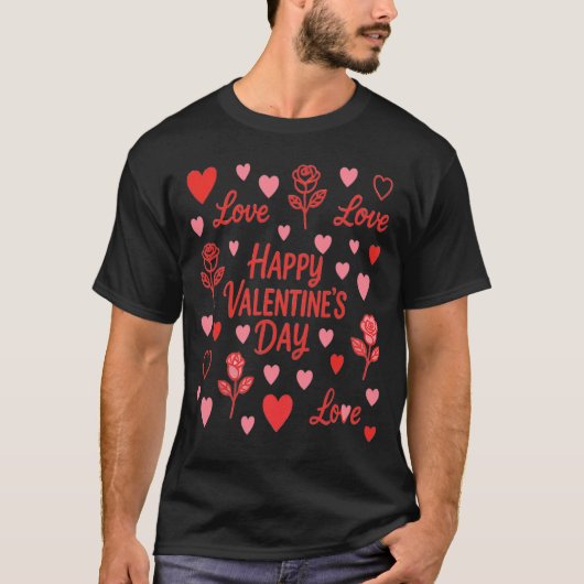 Stylish St. Valentines Day Black  Tシャツ (正面)
