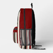 Stylish Striped Black Red Cream  プリントバックパック (右)