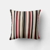 Stylish Striped Black Red Cream Throw Cushion クッション (裏面)