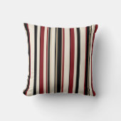 Stylish Striped Black Red Cream Throw Cushion クッション (正面)