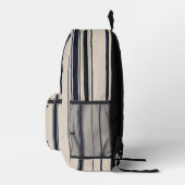 Stylish Striped Blue and Cream Backpack プリントバックパック (右)