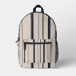 Stylish Striped Blue and Cream Backpack プリントバックパック