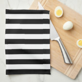 Stylish Striped White and Black Kitchen Towel キッチンタオル (四つ折り)
