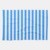 Stylish Striped White and Bright Blue キッチンタオル (横)
