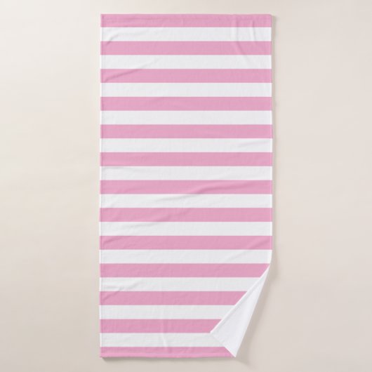 Stylish Striped White and Light Pink バスタオル (バスタオル)