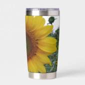Stylish Sunflower Print 保温保冷タンブラー (背面)