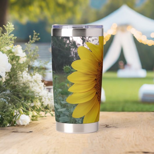 Stylish Sunflower Print 保温保冷タンブラー (ウェディング (回転後))