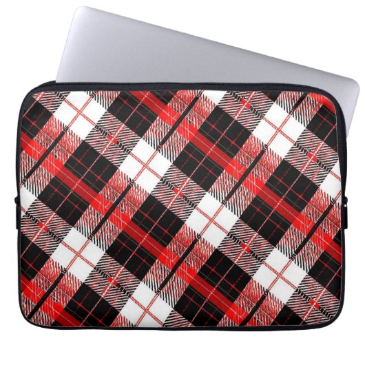 Stylish Tartan Plaid Red and Black Electronics Bag ラップトップスリーブ (正面)