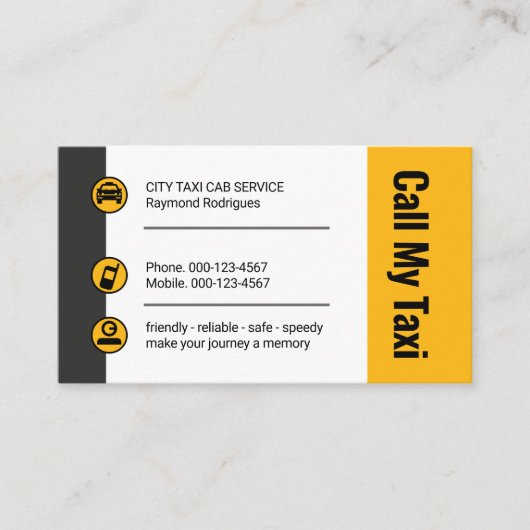 Stylish Taxi Buttons Cab Driver 名刺 (正面)