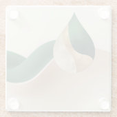Stylish Teardrop Wave Beige and Green  ガラスコースター (裏面)
