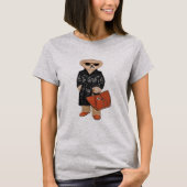 Stylish Teddy Bear Chic Trench Coat Bear Graphic Tシャツ (正面)