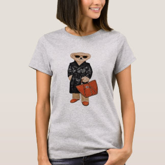 Stylish Teddy Bear Chic Trench Coat Bear Graphic Tシャツ