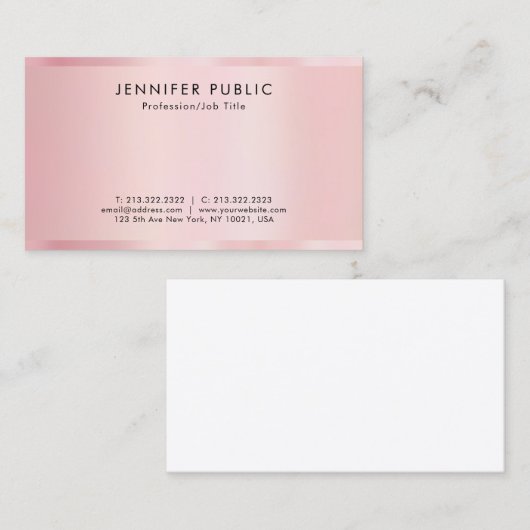 Stylish Template Rose Gold Professional Luxurious 名刺 (正面/裏面)