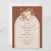 Stylish Terracotta Pampas Grass Boho Bridal Shower 招待状 (正面)