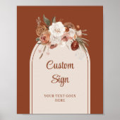 Stylish Terracotta Pampas Sage Boho Arch Custom ポスター (正面)