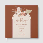 Stylish Terracotta Sage Pampas Grass Boho Floral ゲストブック (正面)
