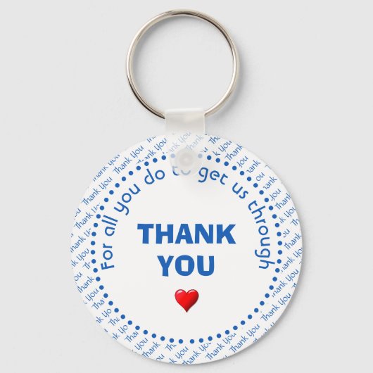 Stylish THANK YOU Heart Customizable White キーホルダー (正面)