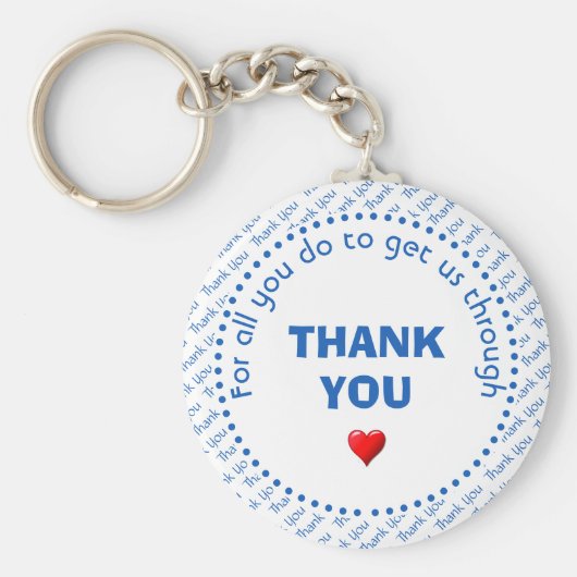 Stylish THANK YOU Heart Customizable White キーホルダー (正面)