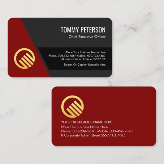 Stylish Trapezium Layers Business Owner 名刺 (正面/裏面)