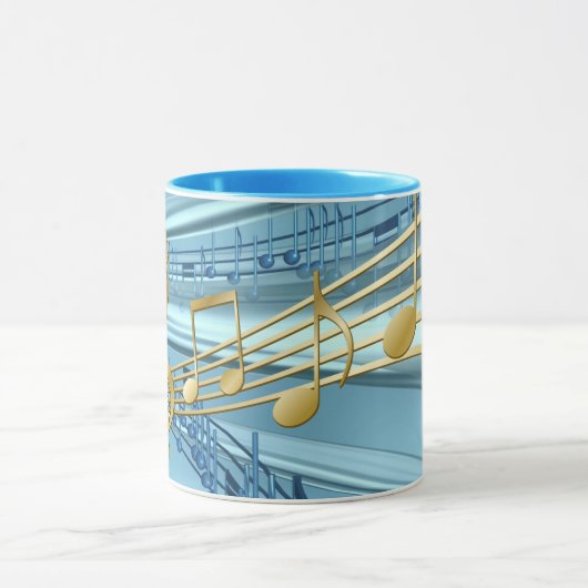 Stylish Trendy Baby Blue Musical Notes マグカップ (中央)