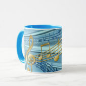 Stylish Trendy Baby Blue Musical Notes マグカップ (正面左)