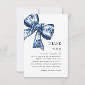 Stylish Trendy Blue Bows Graduation Photo サンキューカード (裏面)