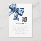 Stylish Trendy Blue Floral Bow Photo College Fund エンクロージャーカード (正面)