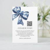 Stylish Trendy Blue Floral Bow Photo College Fund エンクロージャーカード (スタンド正面)