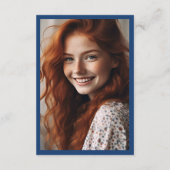 Stylish Trendy Blue Floral Bow Photo College Fund エンクロージャーカード (裏面)