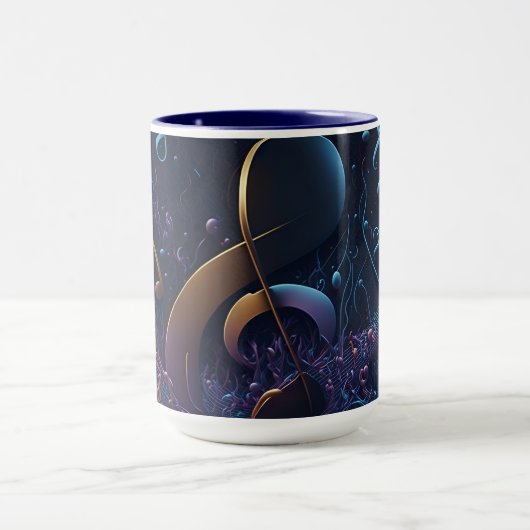 Stylish Trendy Blue Musical Notes マグカップ (中央)