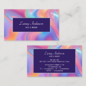 Stylish Trendy groovy neon faux holographic 名刺 (正面/裏面)