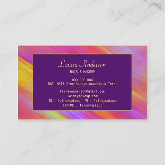 Stylish Trendy groovy neon pink yellow purple 名刺 (裏面)