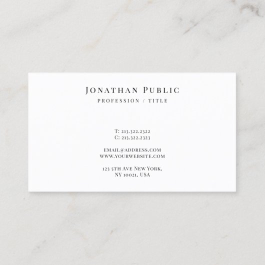 Stylish Trendy Modern Minimalist Template Script 名刺 (裏面)