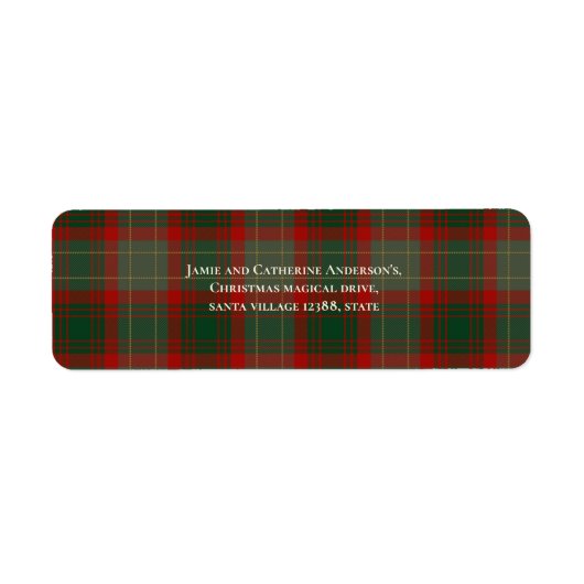 Stylish Trendy Script Buffalo Plaid Christmas ラベル (正面)