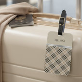 Stylish Trendy Travel Beige Plaid Monogram ラゲッジタグ