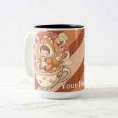 Stylish Two-Tone Fox Reading Mug ツートーンマグカップ (正面左)