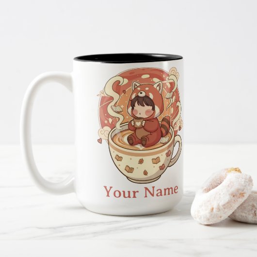 Stylish Two-Tone Red Panda Coffee Mug ツートーンマグカップ (ドーナツ)