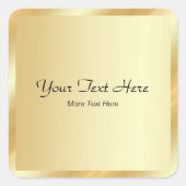 Stylish Typography Template Gold Your Custom Text スクエアシール (正面)